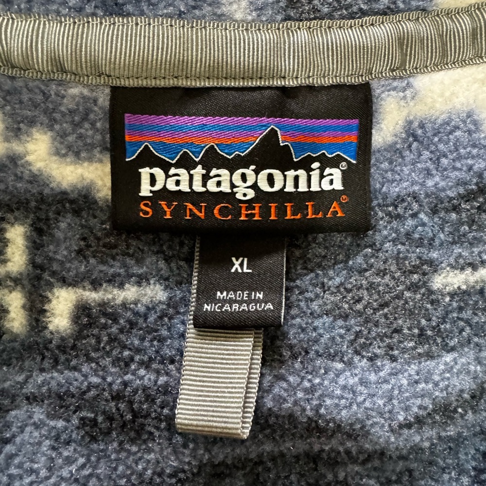 Patagonia Synchilla Snap-T Fleece Pullover Retro Stone Blue Aztec Mens SZ XL - Picture 3 of 14